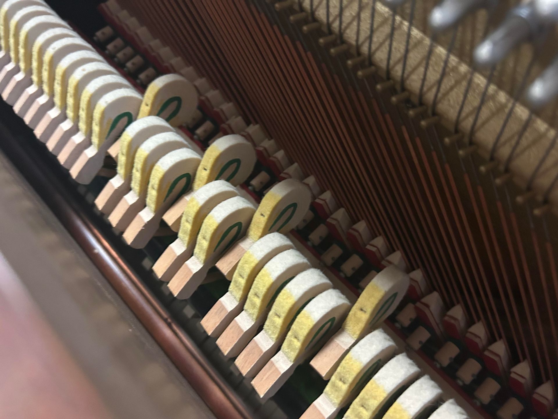 Inside of a Kimball Upright piano