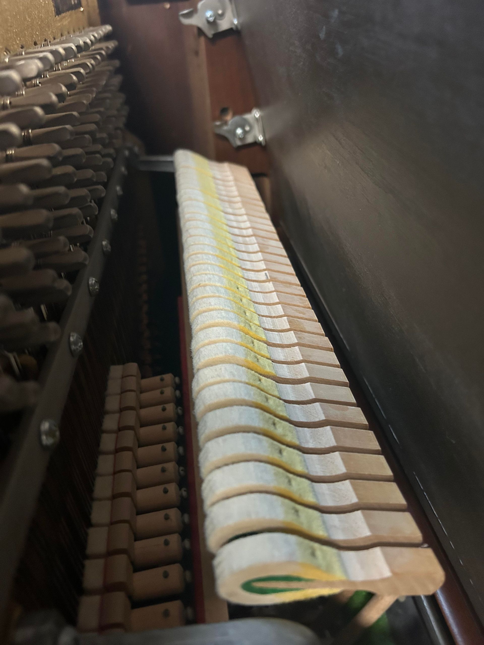 Inside of a Kimball Upright piano