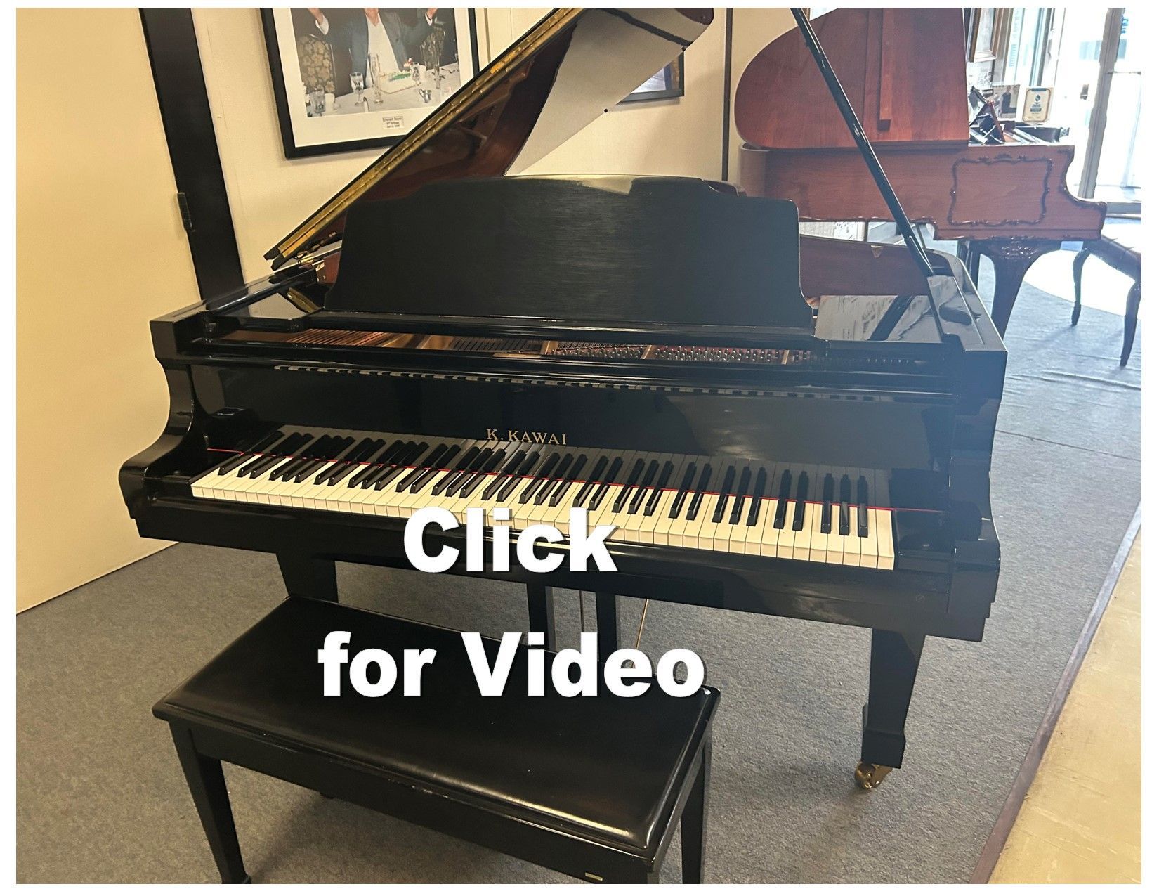 Black grand piano with a 