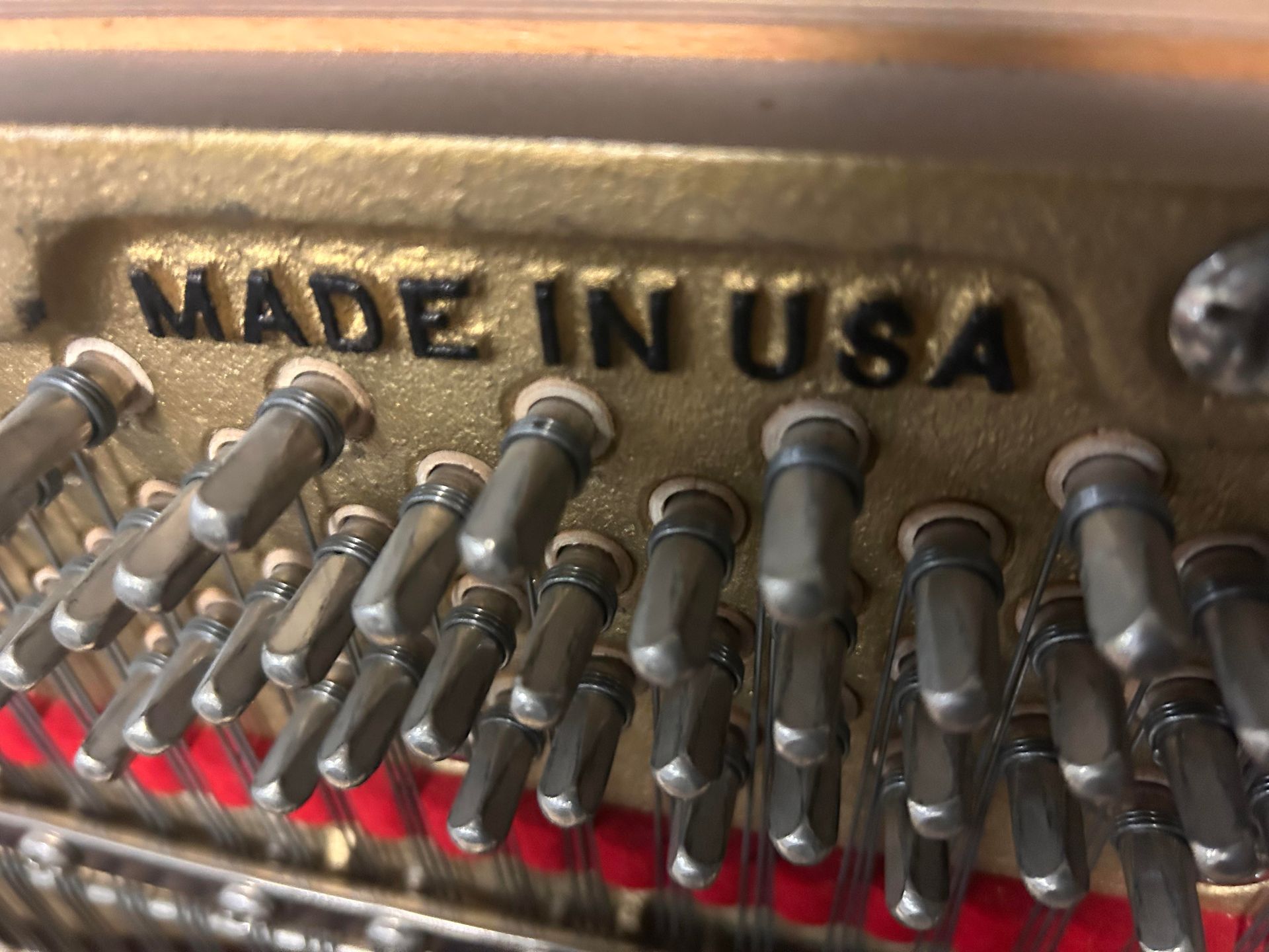 A close up of a piano made in the usa