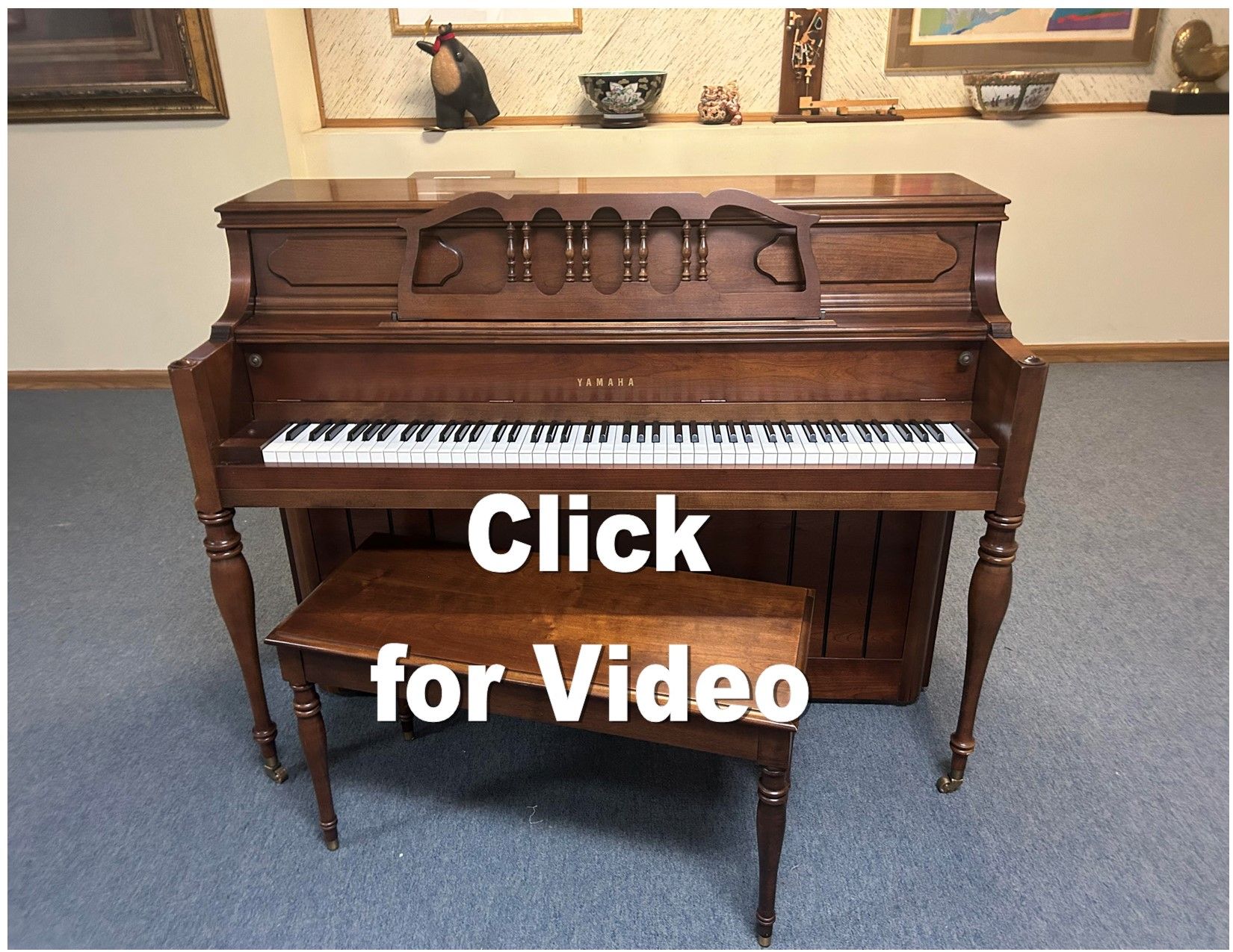 A piano with the words video coming soon on it