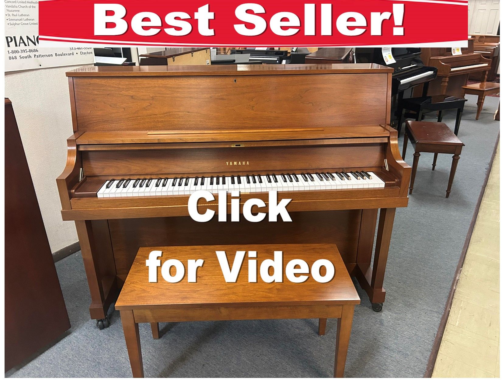 A piano with the words video coming soon on it