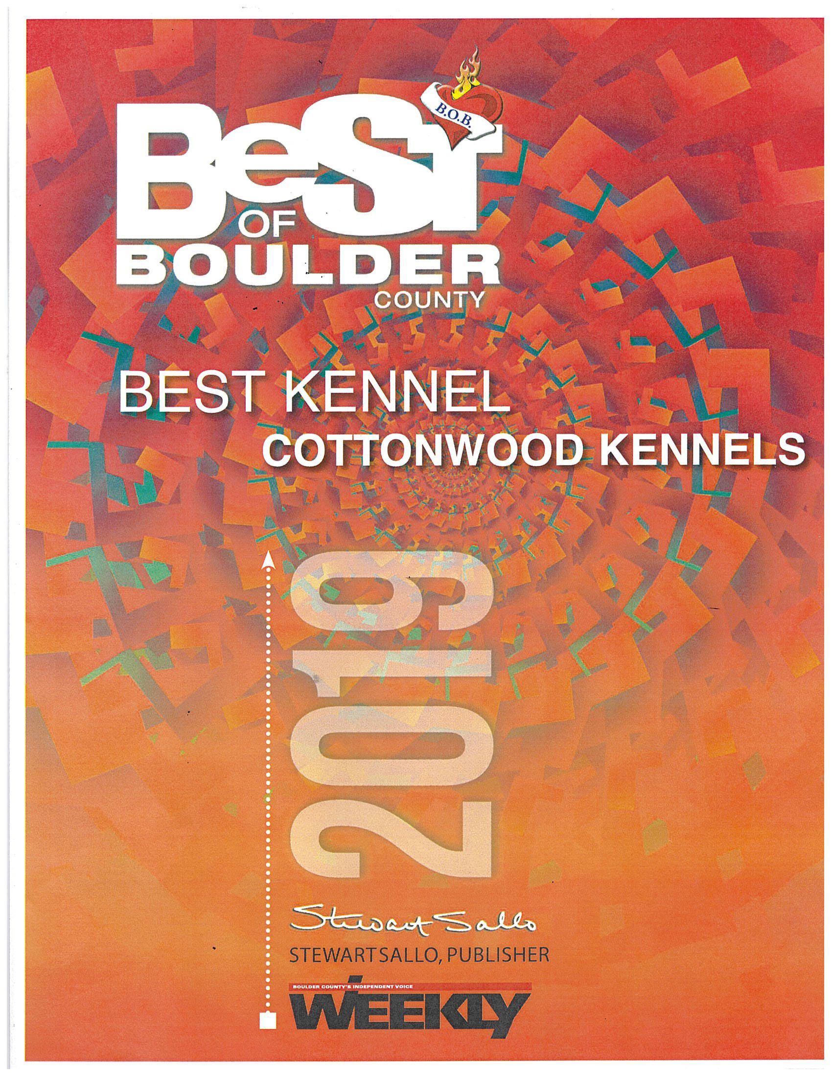 Best of Boulder County Best Kennel Cottonwood Kennels 2019