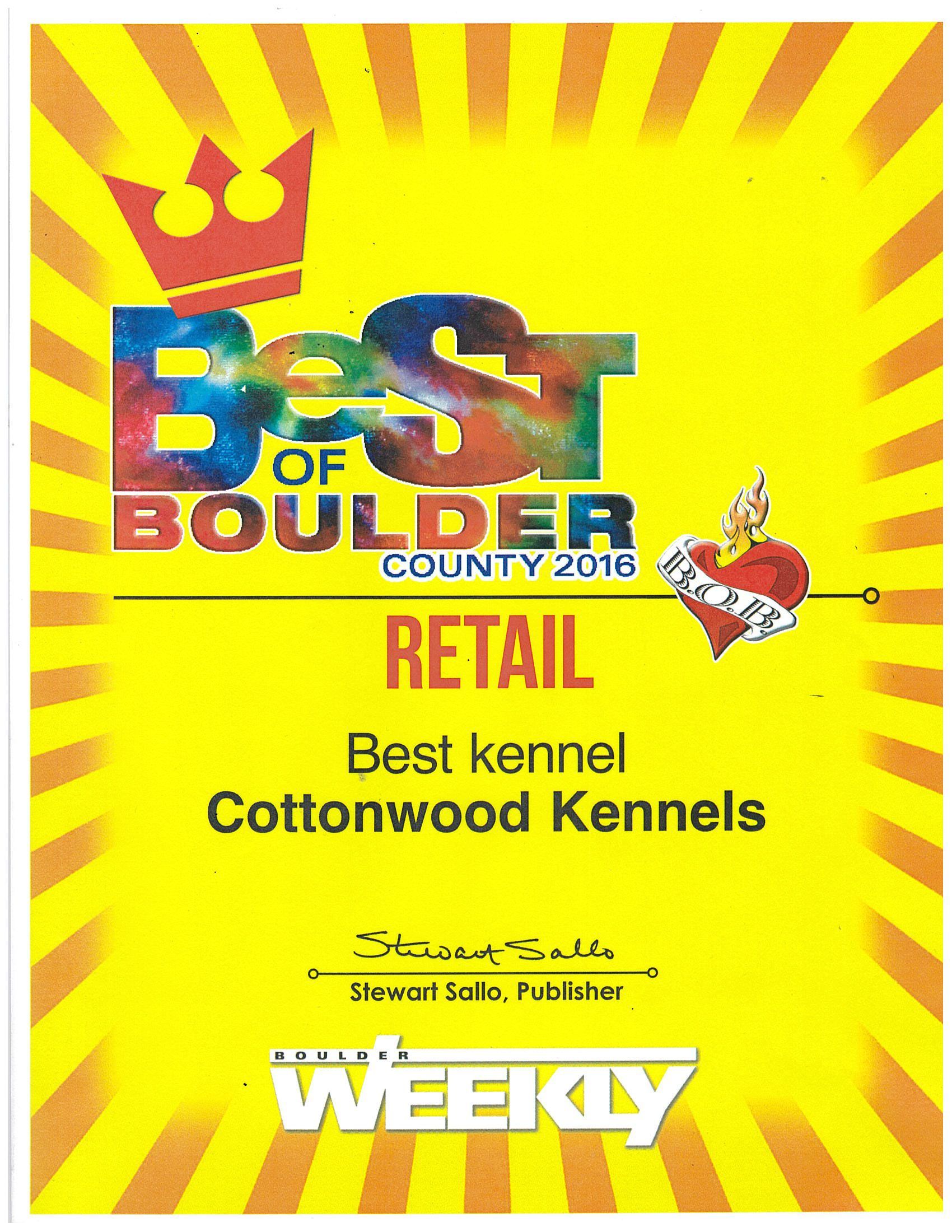 Best of Boulder County Retail Best Kennel Cottonwood Kennels