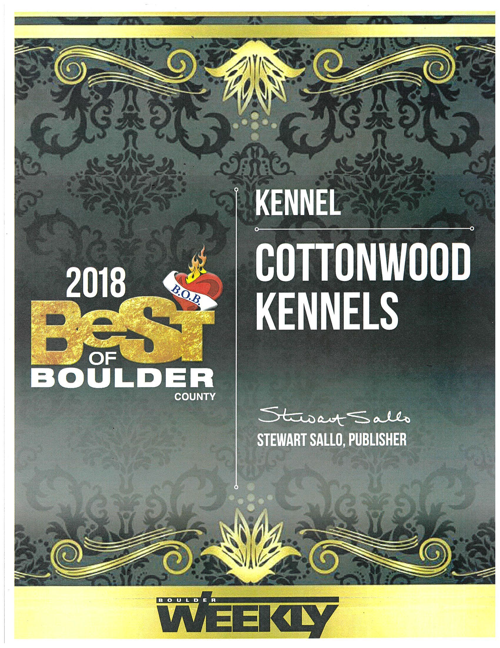Best of Boulder County Kennel Cottonwood Kennels 2018