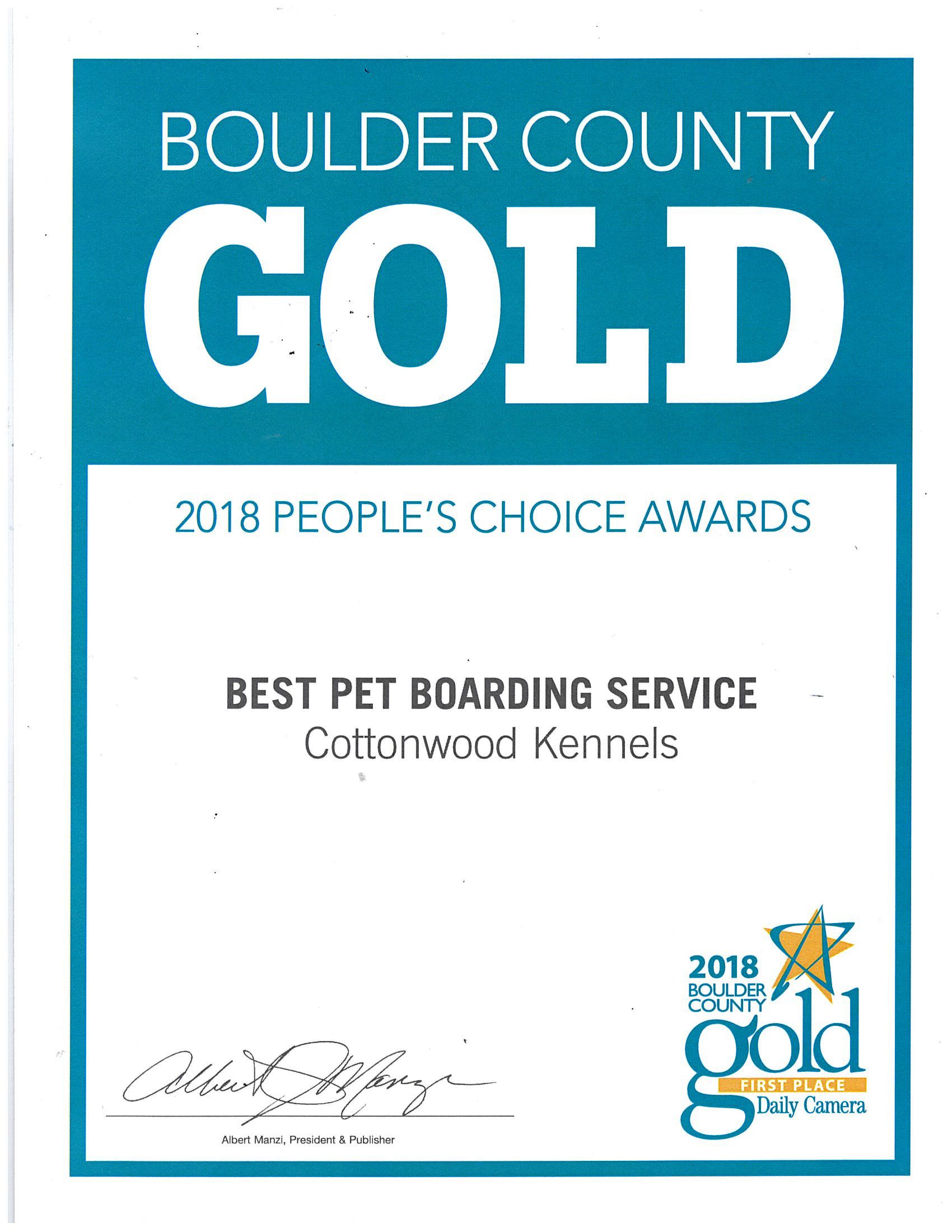Boulder County Gold 2021 People 's Choice Winner 2018