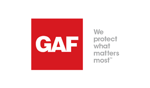 GAF logo in red square with white text, tagline We protect what matters most.