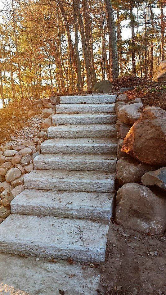 Steps and decorative rocks