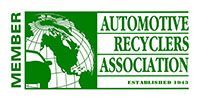 The logo for the automotive recyclers association is green and white.