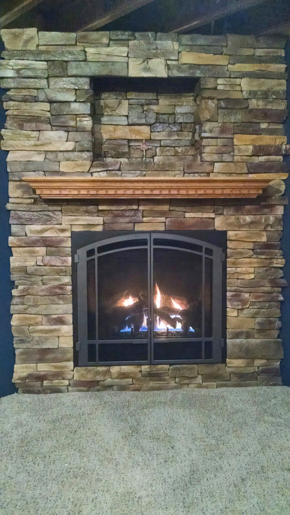 Brick fireplace