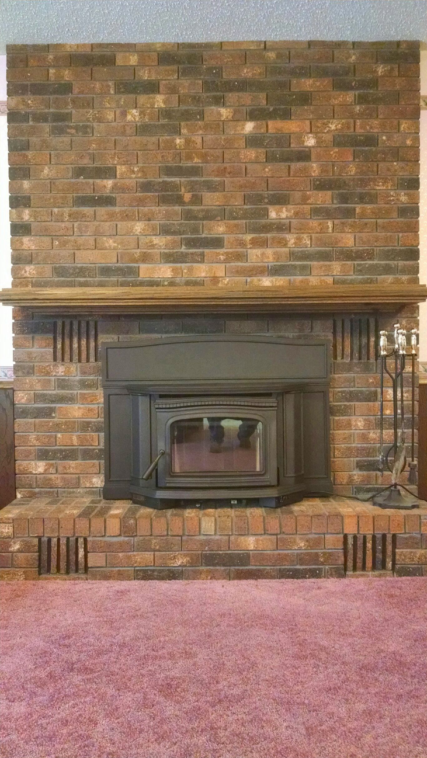 Rustic brick fireplace