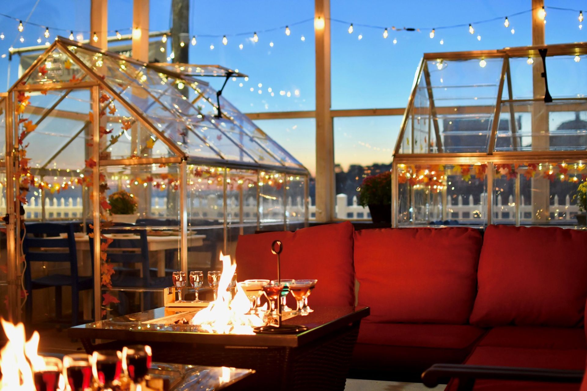 There is a fire pit in the middle of the room.