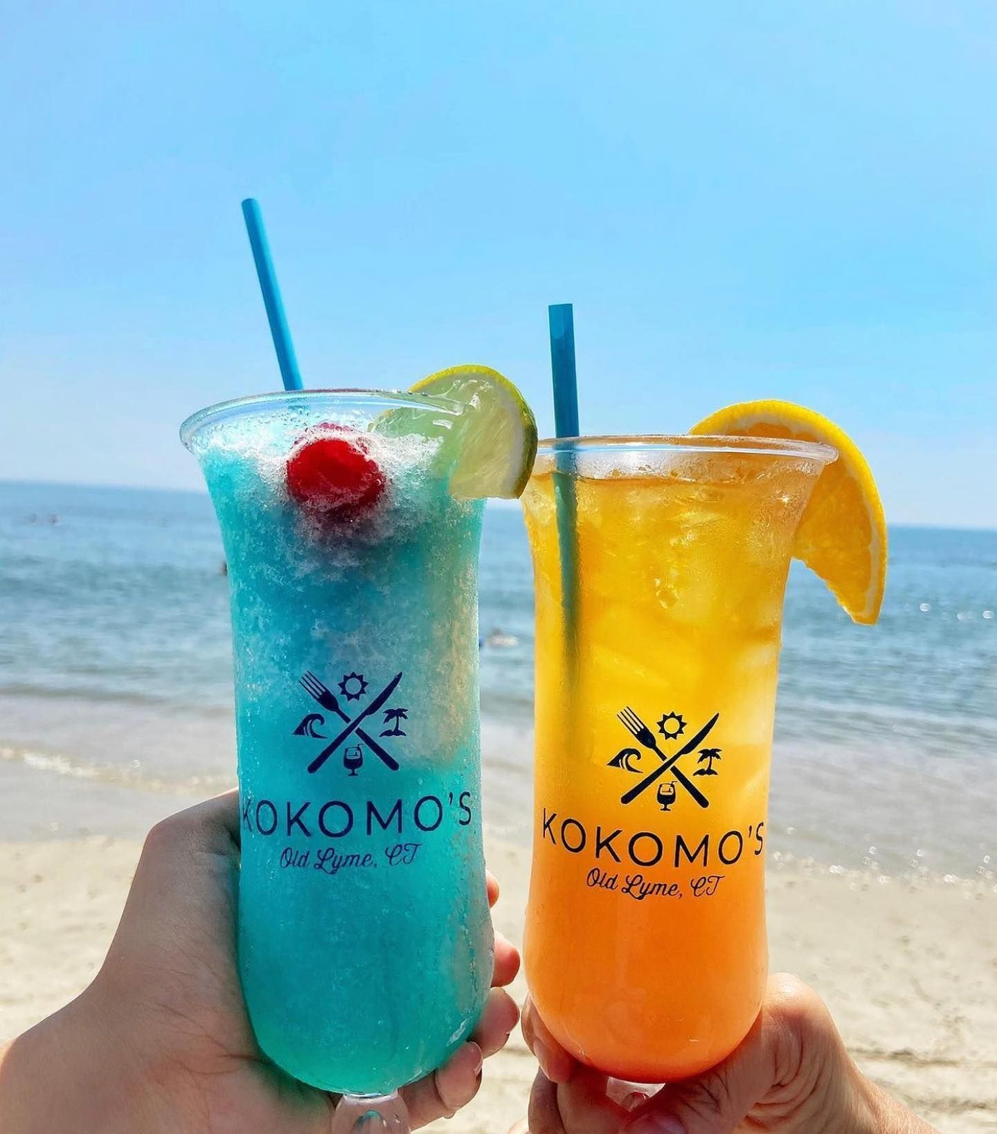 Two cocktails at a beach