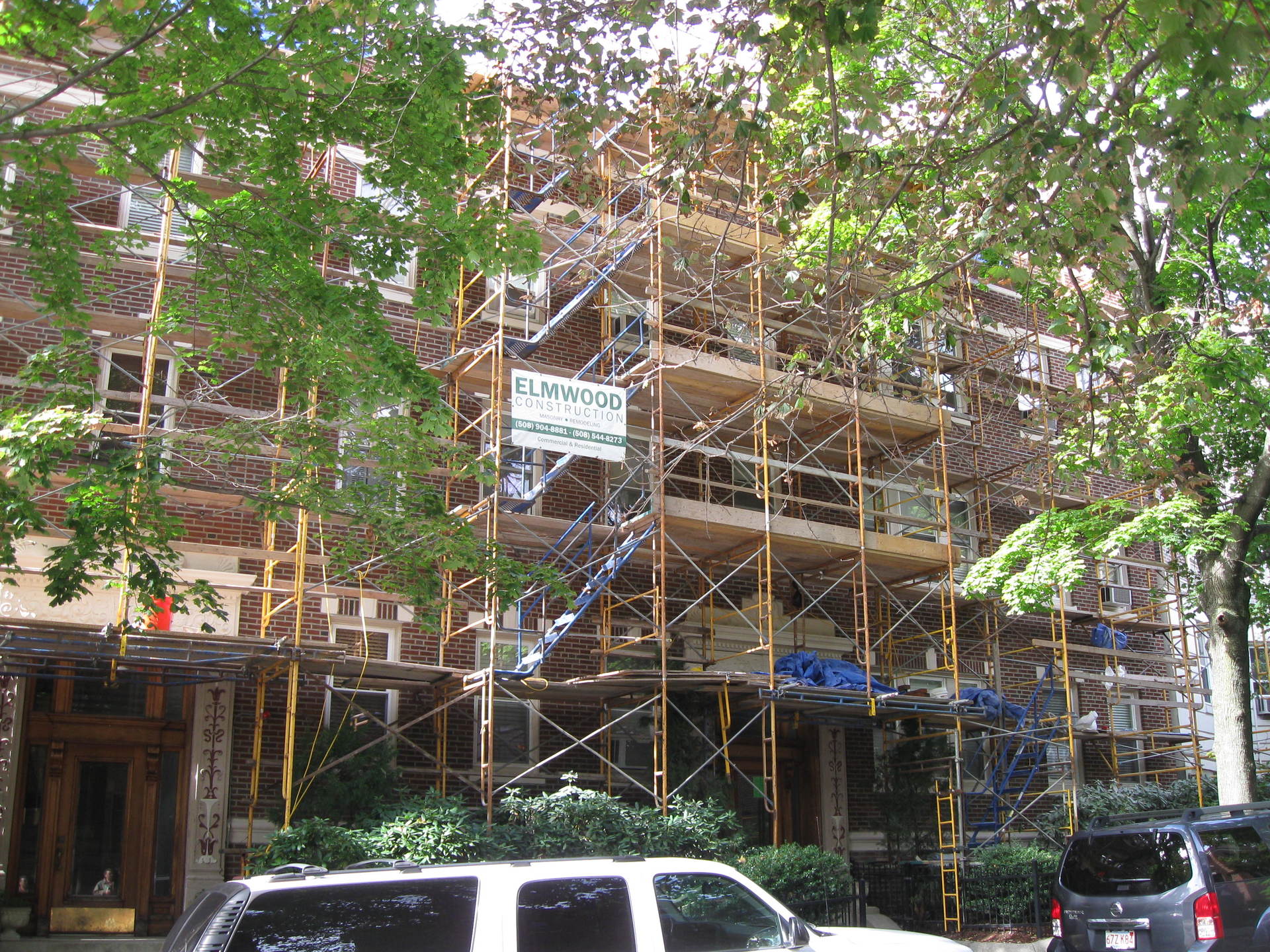 Large condo building under repair