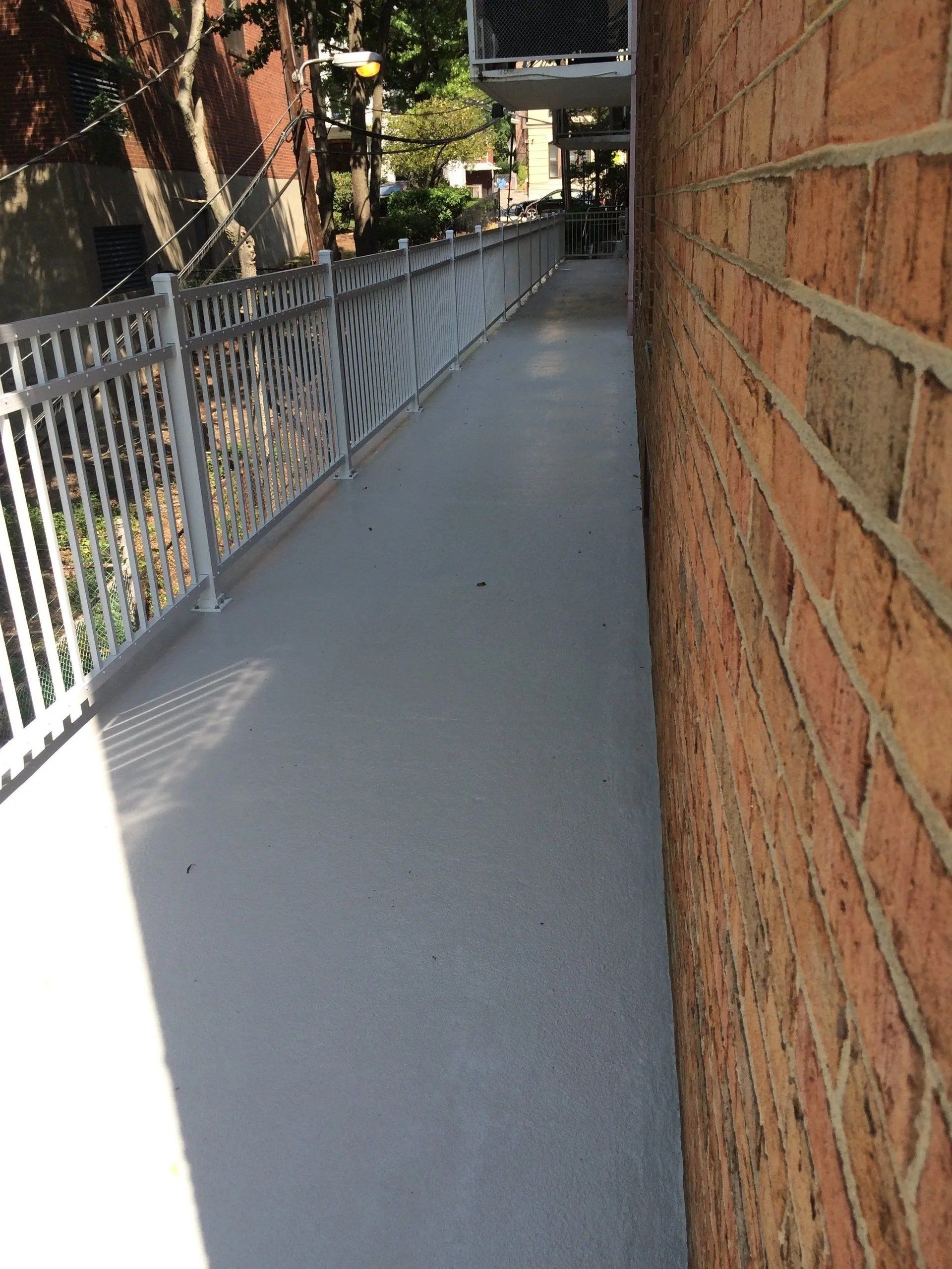 Concrete walkway with railings
