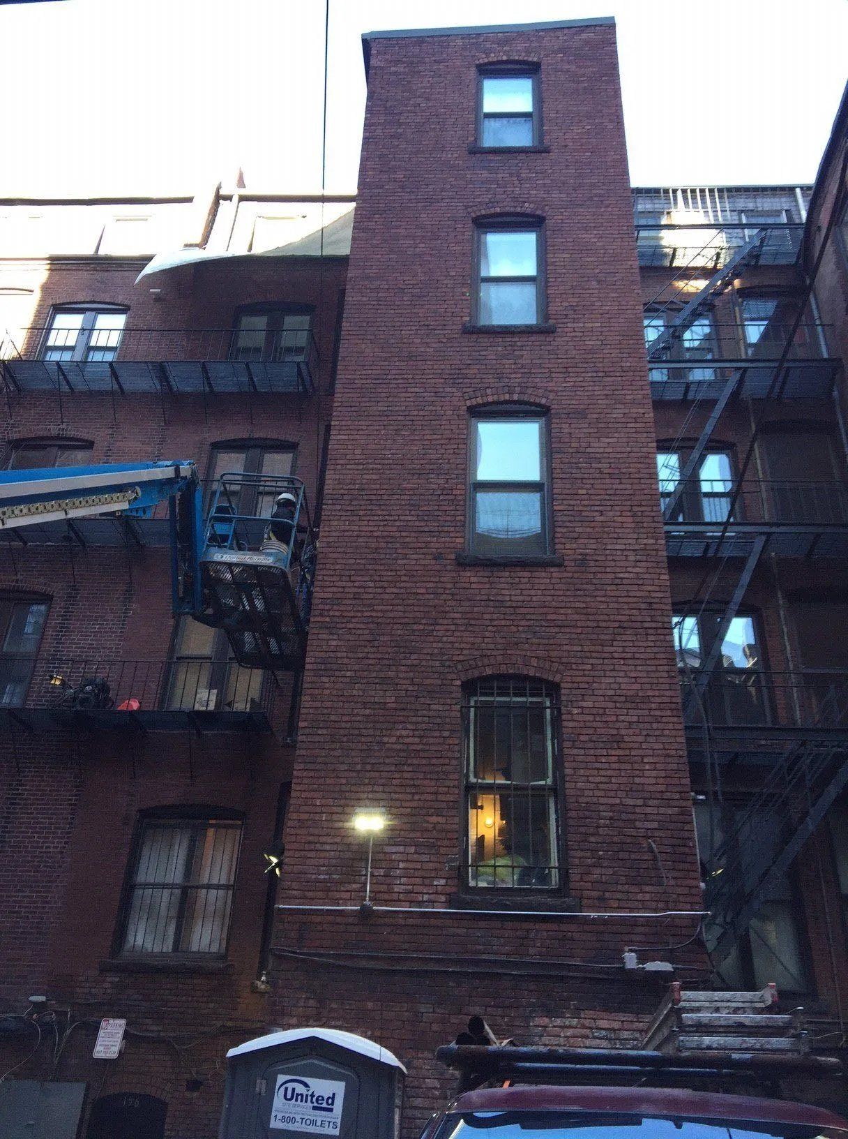 Building wall under repair