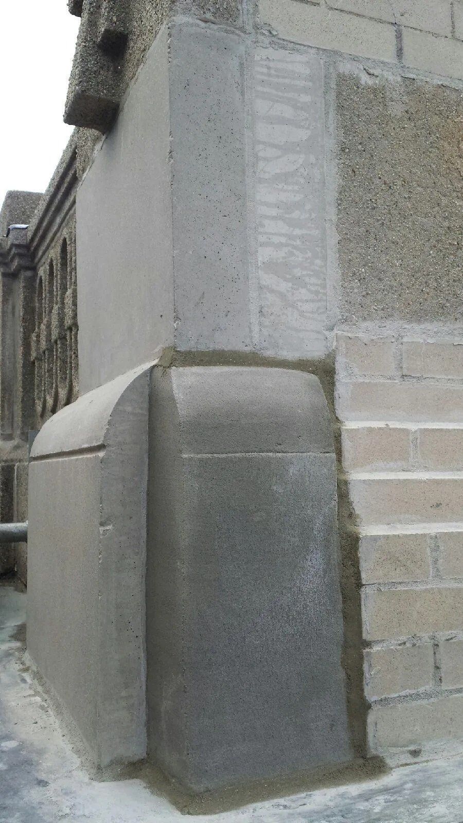 Corner of a building with fresh cement