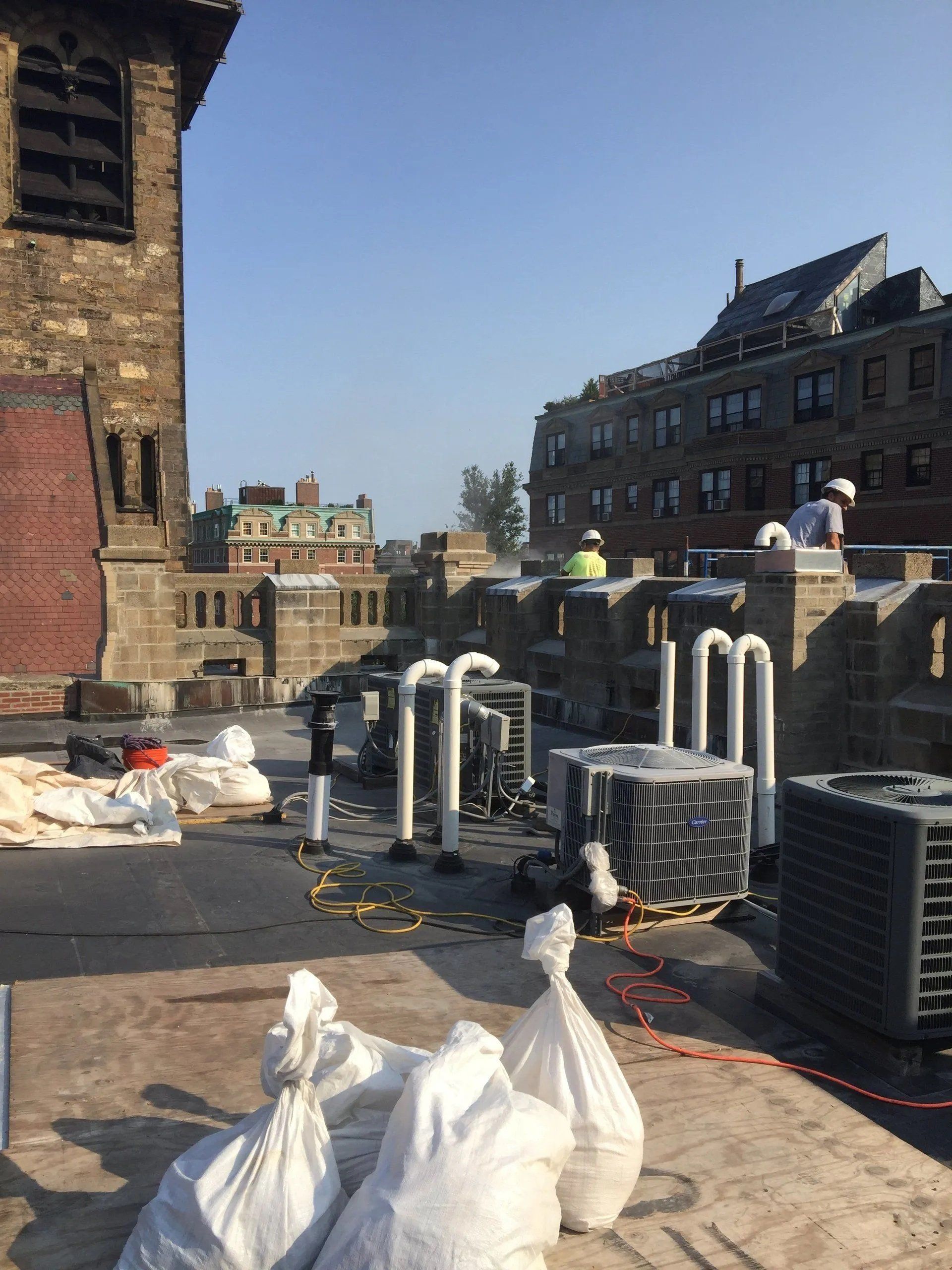 Building's rooftop under repair