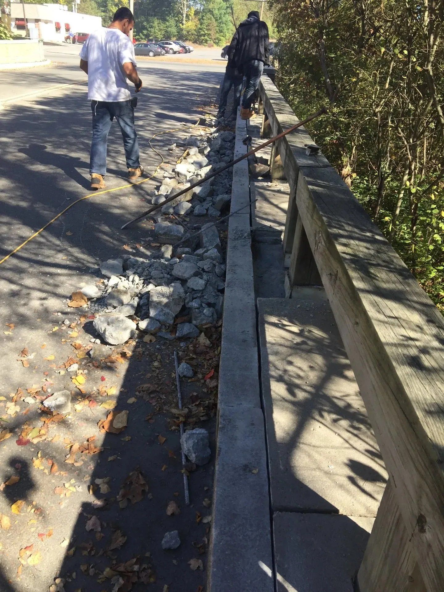 Concrete sidewalk under repair