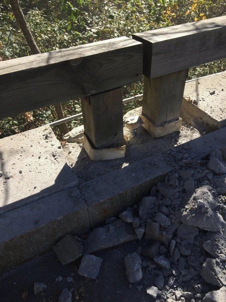 Concrete sidewalk under repair