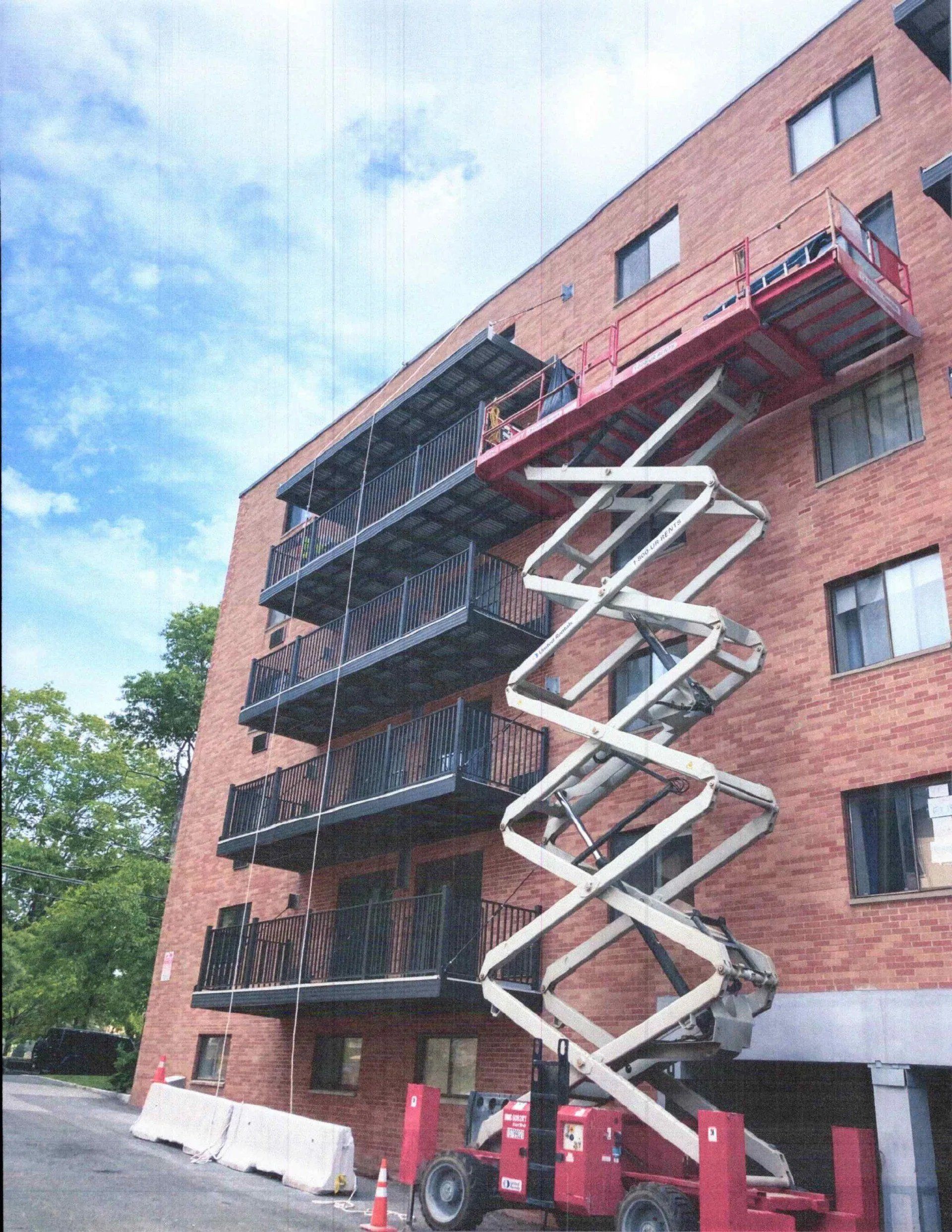 Installation of balconies on the side of the building
