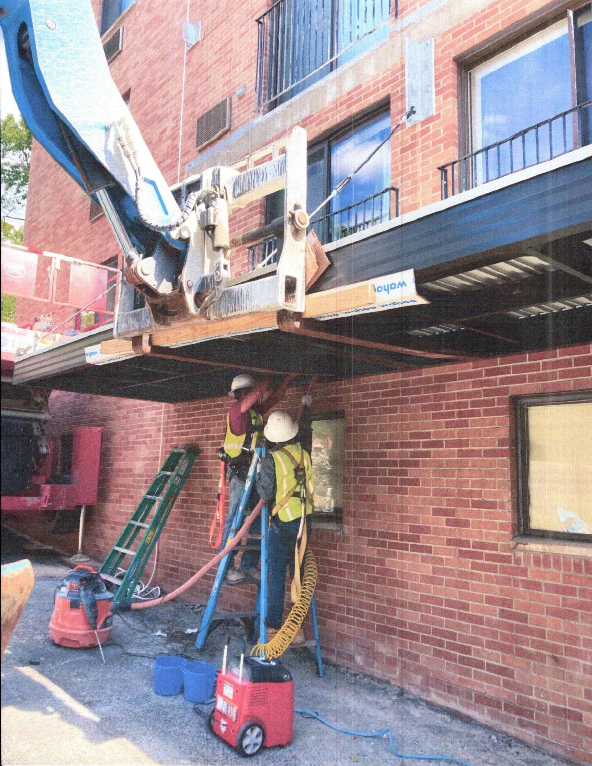 Installation of balconies on the side of the building