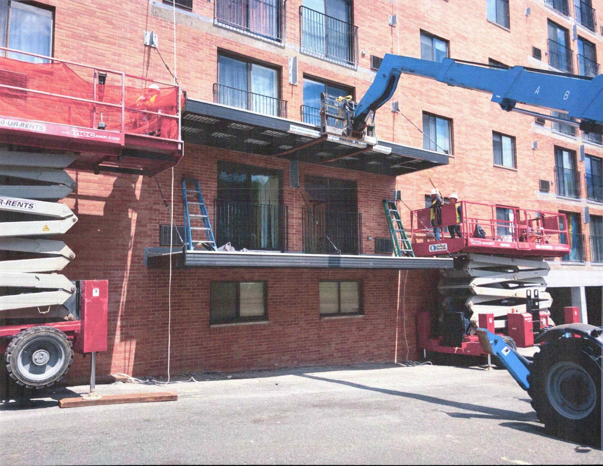 Installation of balconies on the side of the building
