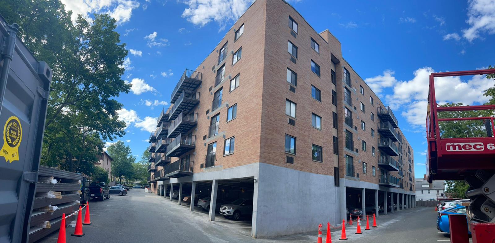 Installation of balconies on the side of the building