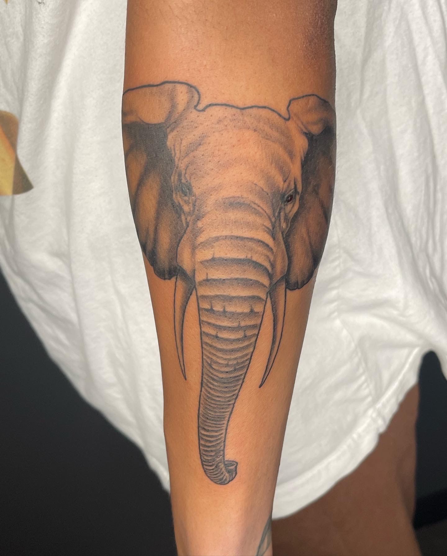 Large elephant face tattoo