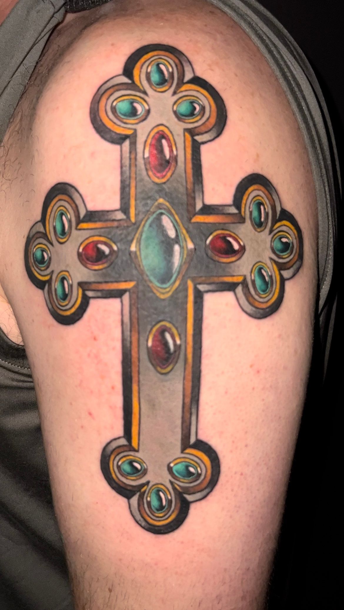 Upper Arm Cross Tattoo Design