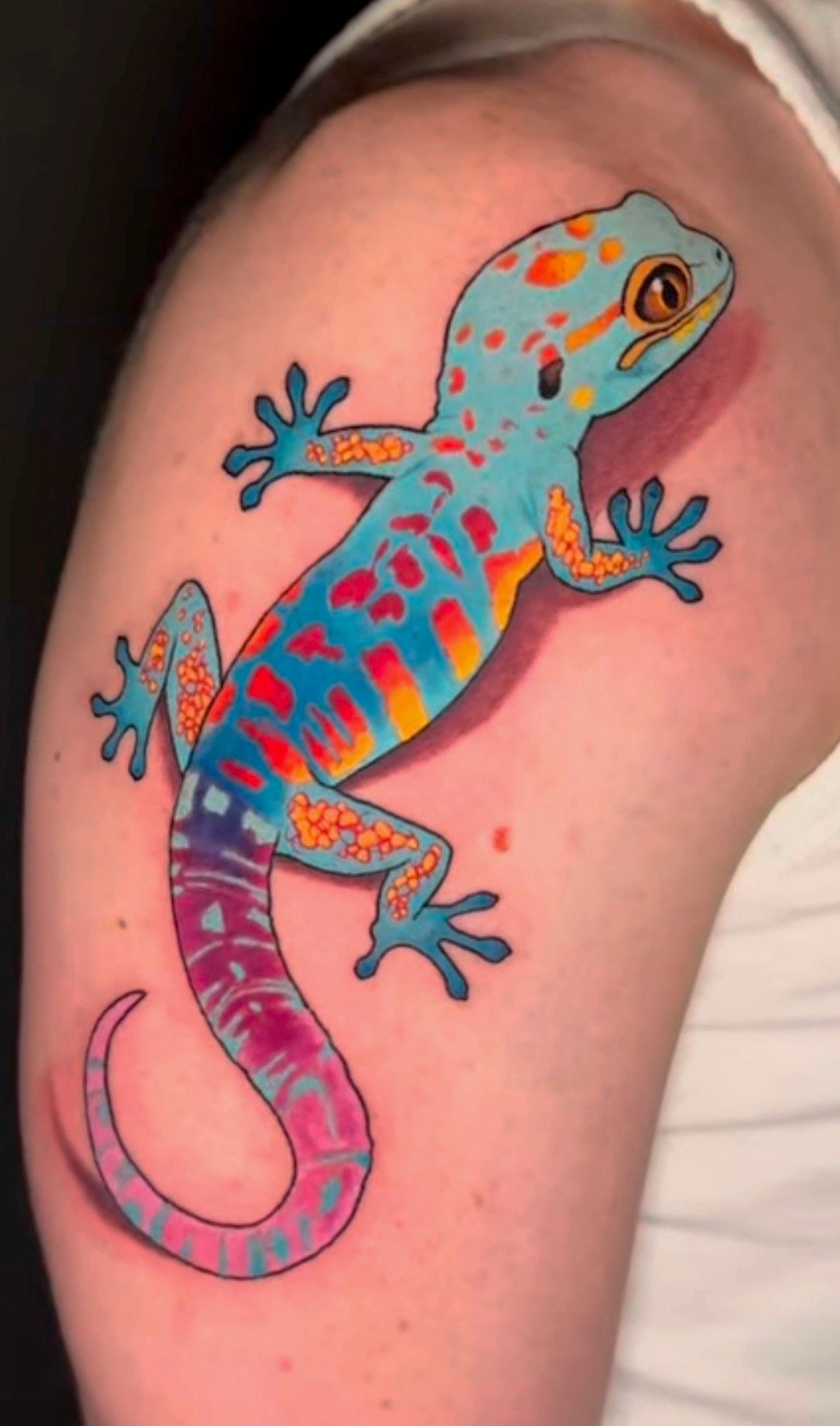 Green gecko tattoo