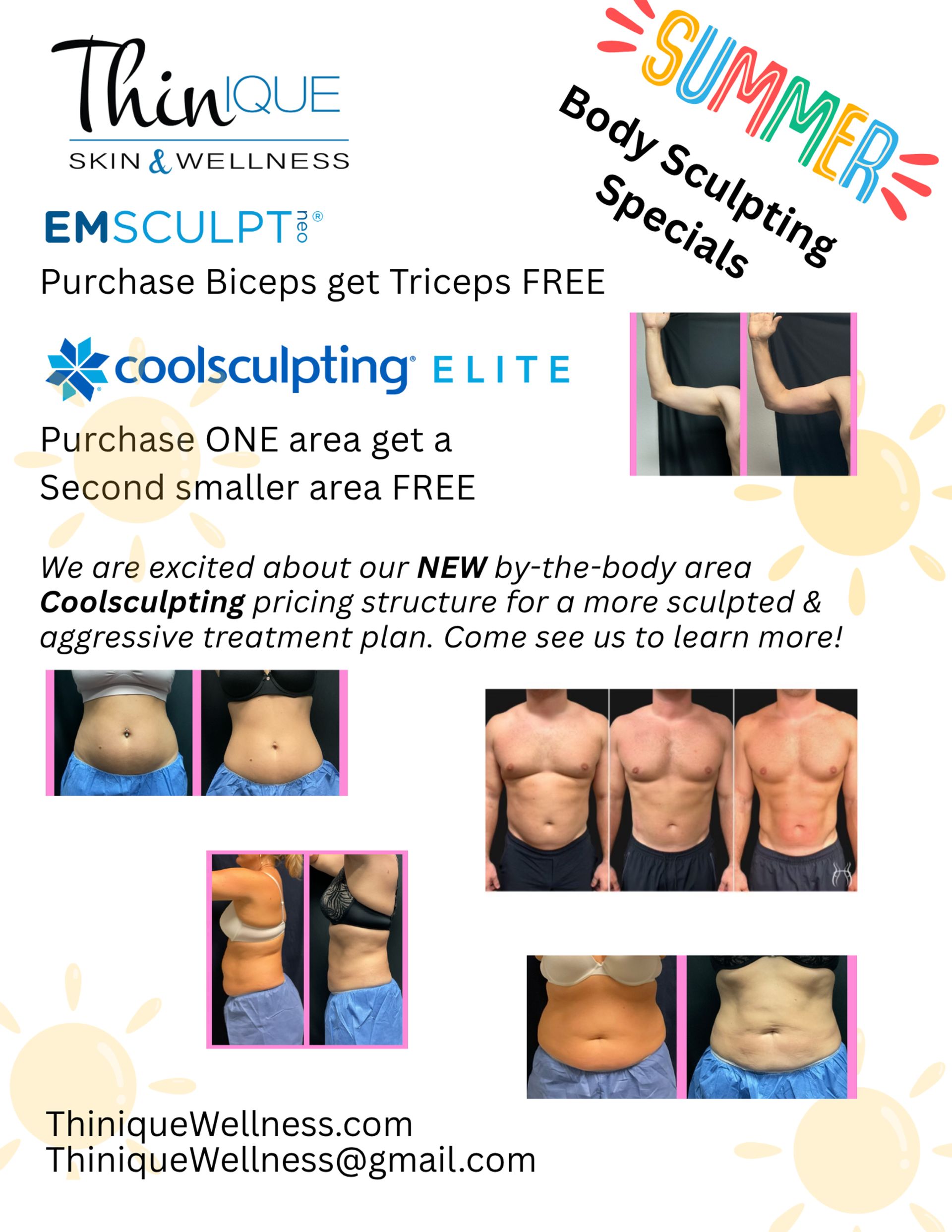 A poster for a Body Sculpting Specials for summer.