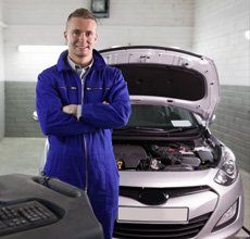Experienced technician  and a car