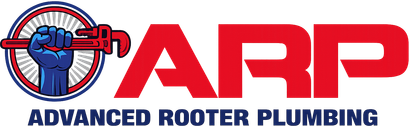 AARP Advanced Rooter Plumbing logo with red letters and a blue plumbing graphic inside a circular emblem