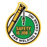 Logo of A&B Welding & Crane Inc.: yellow crane, hook, green circle, 