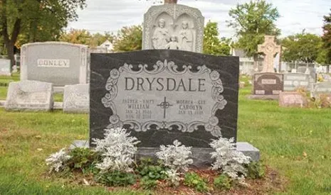 Black headstone.