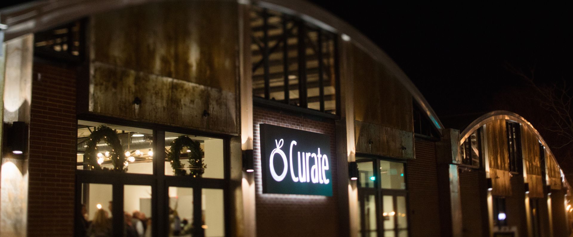 Nighttime exterior of the restaurant 