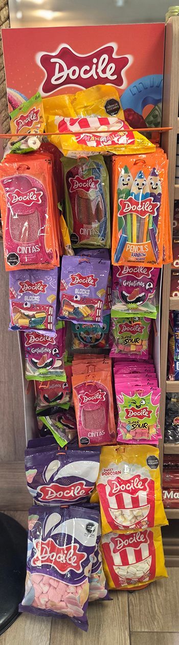 Candy display featuring various 