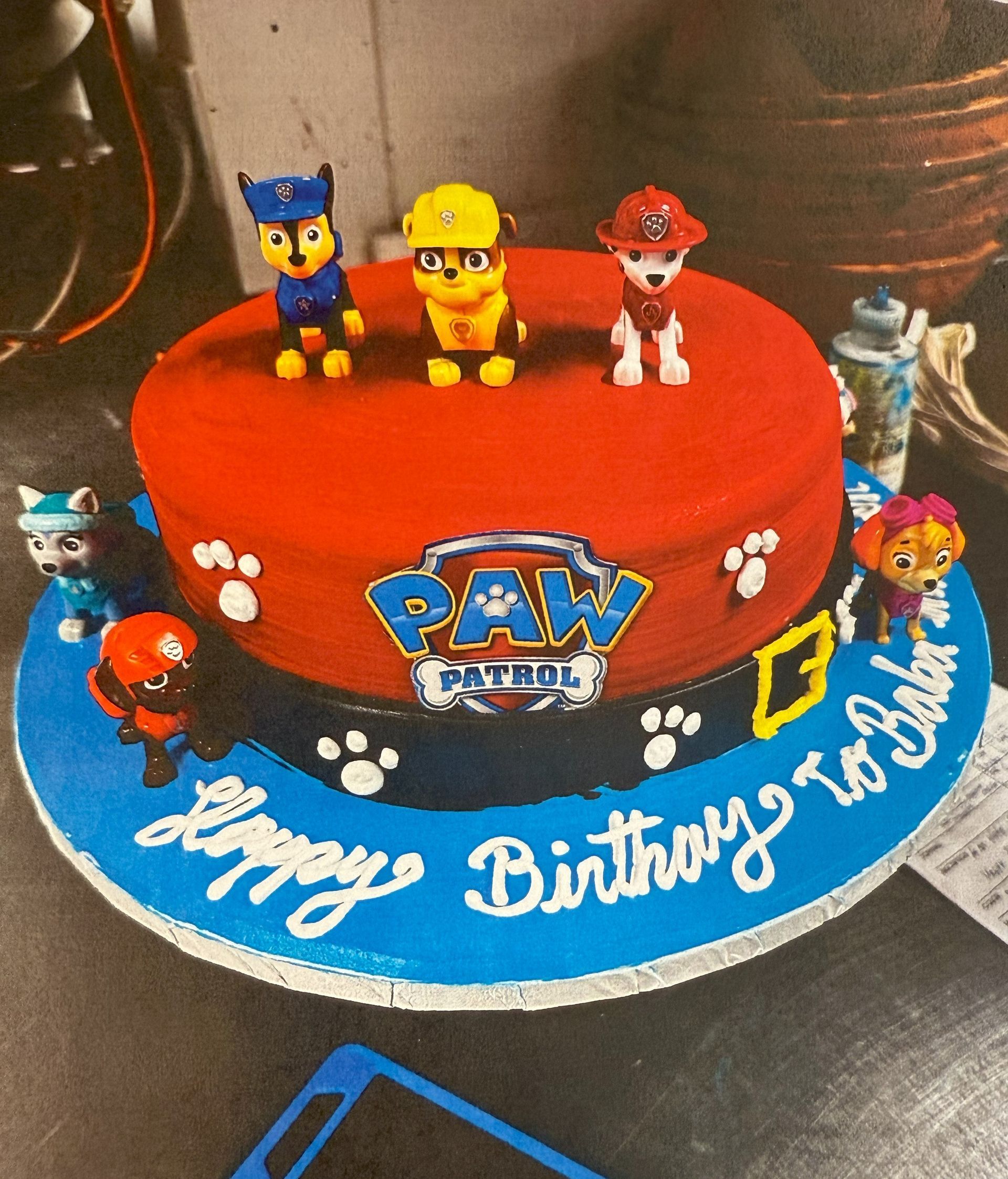 Paw Patrol birthday cake with characters and 