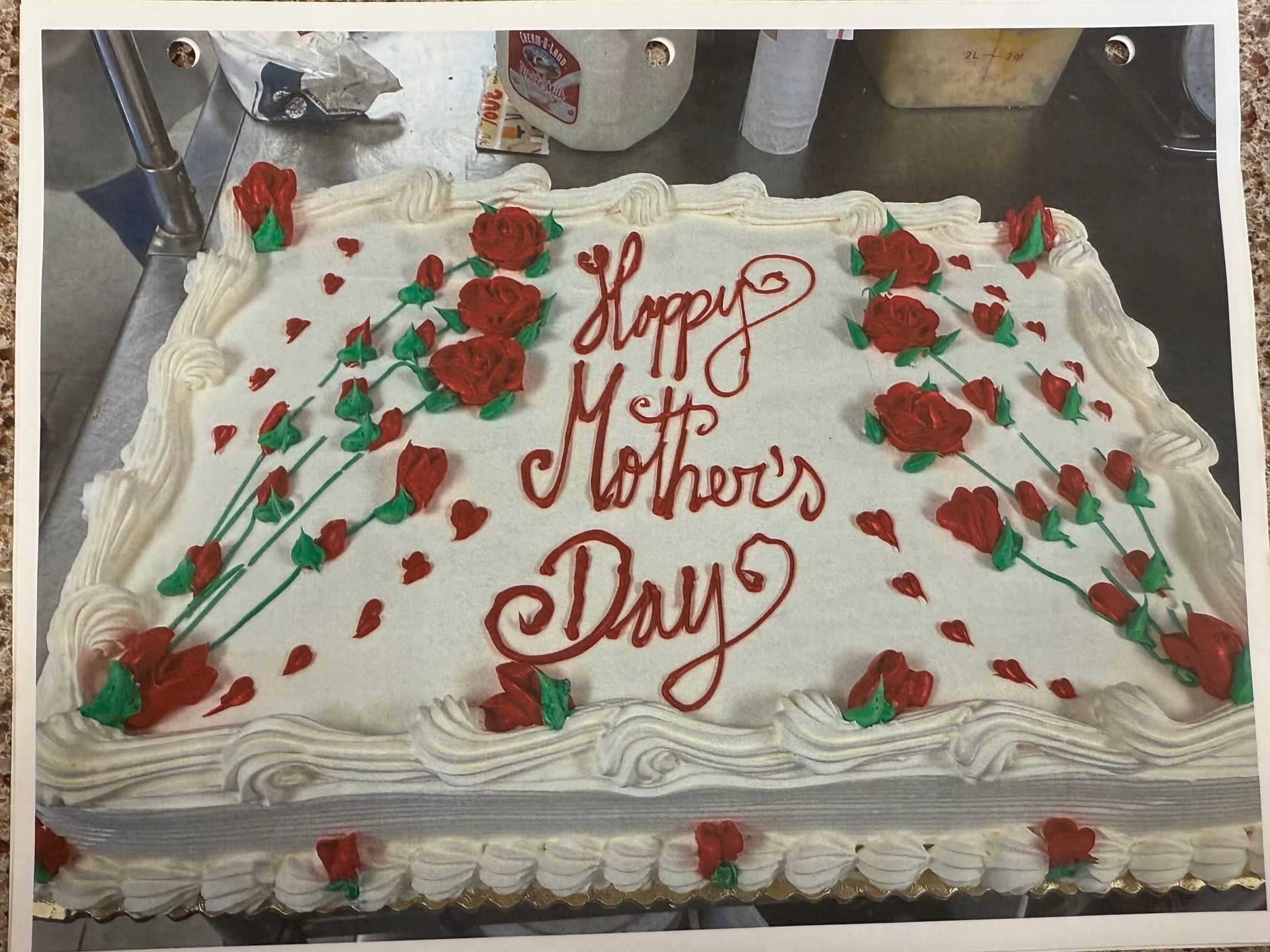 White frosted cake with 