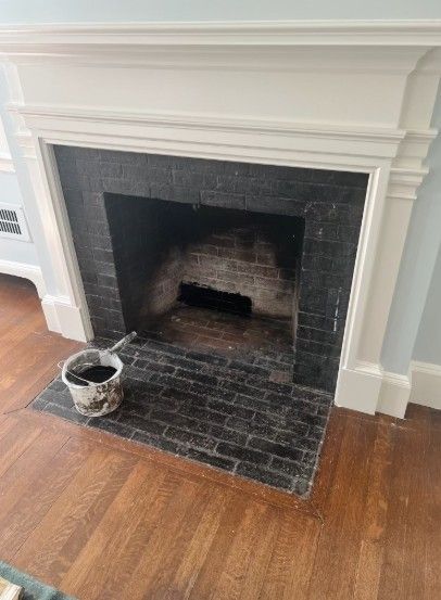 before photo of a fireplace