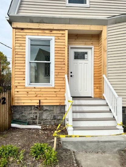 before photo of exterior view of a house under construction