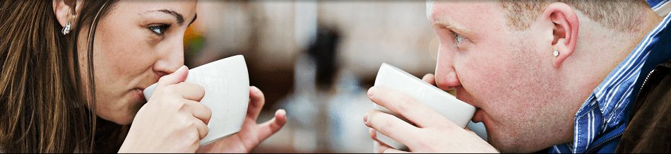 Couple having coffee in New restaurant