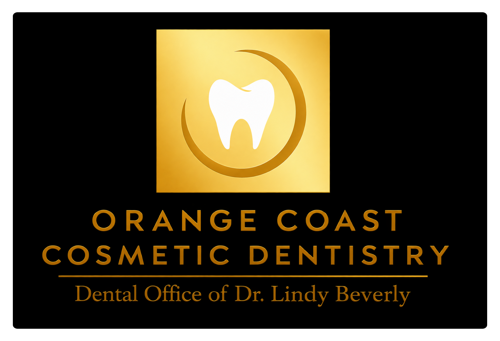 Orange Coast Cosmetic Dentistry logo with gold tooth icon and clinic name
