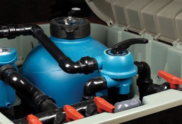 A close up of a swimming pool filter in a box