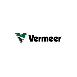 Vermeer logo with green and black triangular icon and black wordmark on white background