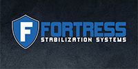Fortress Stabilization Systems logo with blue shield and white F on a dark background