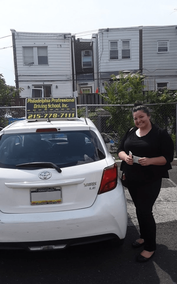 Female successfully passed driving school test