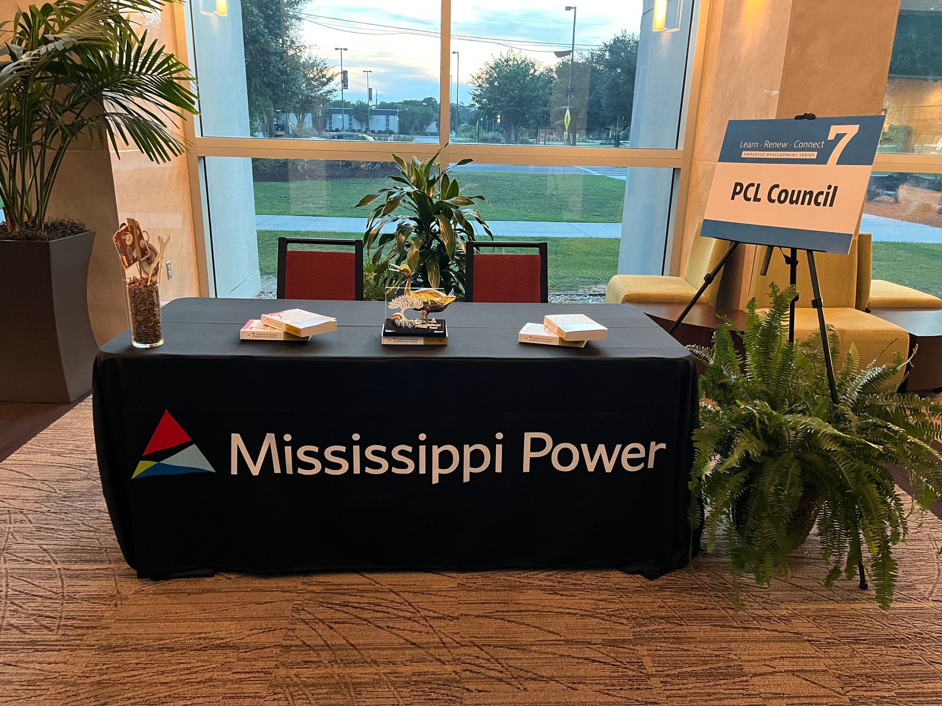 A table with a mississippi power logo on it