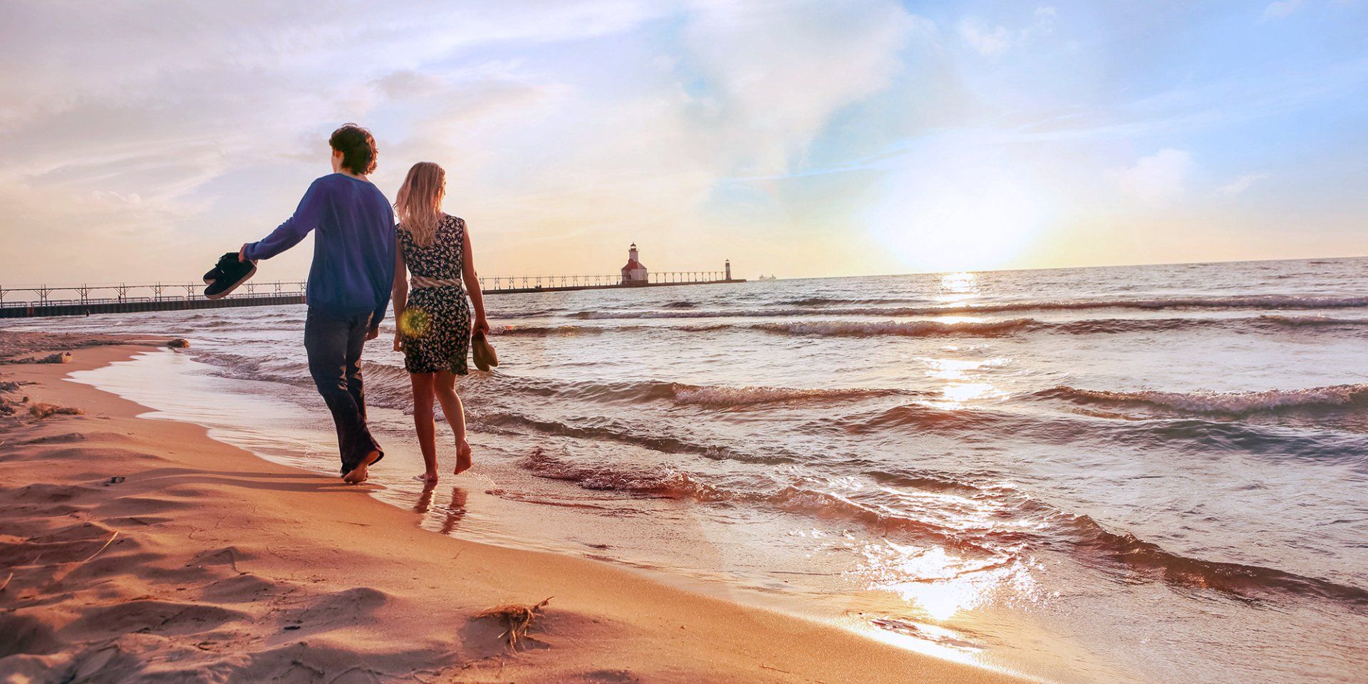 Happy couple walking